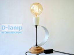 Table Lamp D-Lamp Handmade Desk Made Of Wood & Aircraft Aluminum Bedside Industrial Wood Table Unique Light - thumbnail 1