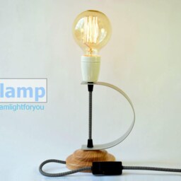Table Lamp D-Lamp Handmade Desk Made Of Wood & Aircraft Aluminum Bedside Industrial Wood Table Unique Light - thumbnail 4