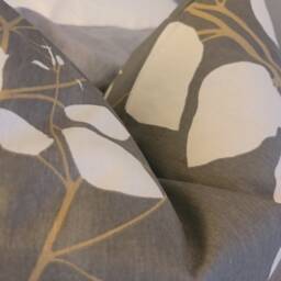 Leaf Print Pillow Cover Gray, Brown & Ivory Brushed Cotton - thumbnail 2