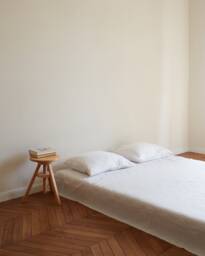 White Linen Flat Sheet - 100% European Top Queen King Full Bed Washed Bedding Oeko-Tex Certified- Breathable - thumbnail 1