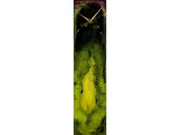 Gold & Green Modern Wall Clock Glass Art, Unusual For Contemporary Home Decor, Gifts Housewarming Present New - thumbnail 1