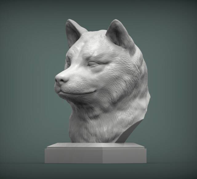 3D Printed Shiba Inu Bust Pet Memorial Dog Figurine - image 1