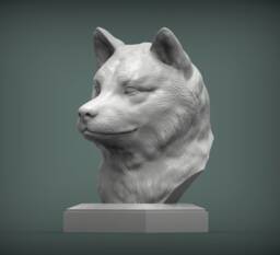 3D Printed Shiba Inu Bust Pet Memorial Dog Figurine - thumbnail 1