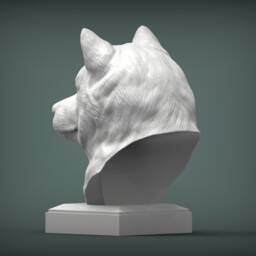 3D Printed Shiba Inu Bust Pet Memorial Dog Figurine - thumbnail 3