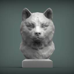 3D Printed Shiba Inu Bust Pet Memorial Dog Figurine - thumbnail 2