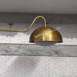 Mid-Century Modern Brass Globe Chandelier Linear 2-Light Pendant - thumbnail 2