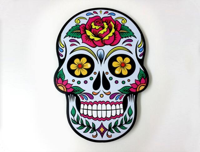 Big Blue Sugar Skull - Day Of The Dead -Dia De Los Muertos Calavera Wall Clock Deco - image 1
