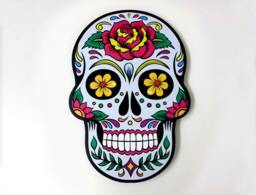 Big Blue Sugar Skull - Day Of The Dead -Dia De Los Muertos Calavera Wall Clock Deco