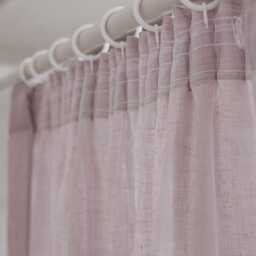 Sheer Linen Curtain Pencil Pleat in Light Lilac, Soft Purple Natural Drapes, Filtering Farmhouse Nordic Style Window Panel - thumbnail 2