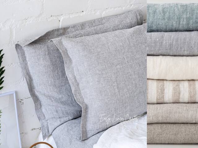 Linen Sham Cover Set, 2 Pillowcases With Flanges, Oxford Pillow Covers, Slip Sofa Cushion Bedding - image 1