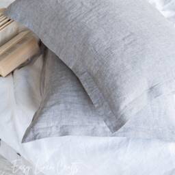Linen Sham Cover Set, 2 Pillowcases With Flanges, Oxford Pillow Covers, Slip Sofa Cushion Bedding - thumbnail 3
