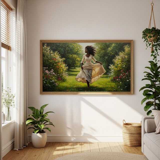 Black Woman Art Print Elegant Victorian Afro Canvas Wall - image 1