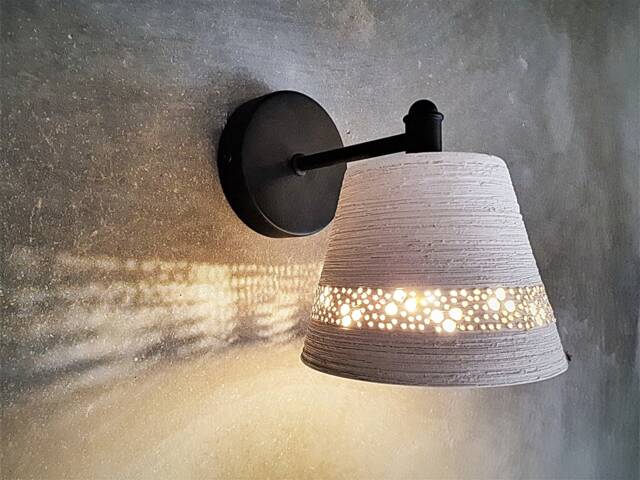 Handmade Ceramic Wall Sconce Carved Bedside Reading Lamp - image 1