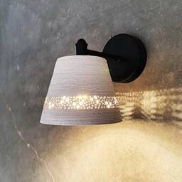 Handmade Ceramic Wall Sconce Carved Bedside Reading Lamp - thumbnail 3
