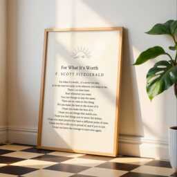 For What It's Worth F. Scott Fitzgerald Quote Print - Inspirational Wall Art For Home, Office Or Gift Literary Poster Unframed - thumbnail 2