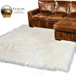 Shaggy Faux Fur Area Throw Rug - Fake Sheepskin Shag Pelt Rectangle Carpet Soft Shag- Plush Designer Decor - thumbnail 2