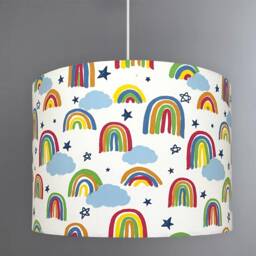 New Hq Kids Room Clouds Star Rainbow Hand Made Drawing Print Lamp Shade Pendant Light Multi Sizes - thumbnail 3
