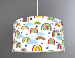 New Hq Kids Room Clouds Star Rainbow Hand Made Drawing Print Lamp Shade Pendant Light Multi Sizes - thumbnail 1