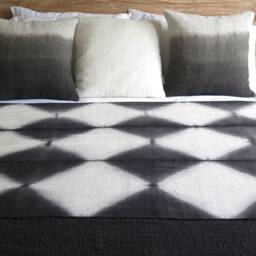 Handwoven Ombre Cotton Cushion Cover, Charcoal Black Dip Dye, 20x20 - thumbnail 3