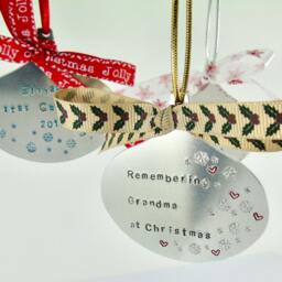 Personalized Hand Stamped Christmas Ornament First Christmas, Anniversary, Memorial - thumbnail 3