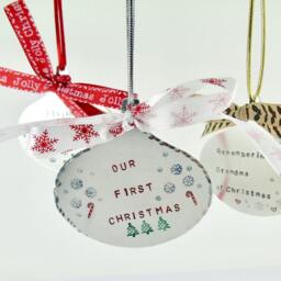 Personalized Hand Stamped Christmas Ornament First Christmas, Anniversary, Memorial - thumbnail 2