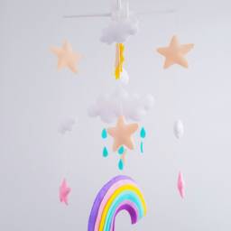 Rainbow Nursery Mobile Crib Baby Sun Clouds - thumbnail 2