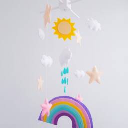 Rainbow Nursery Mobile Crib Baby Sun Clouds - thumbnail 3