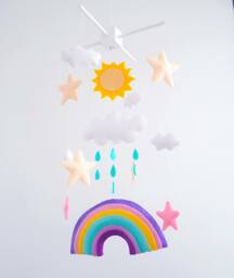 Rainbow Nursery Mobile Crib Baby Sun Clouds - thumbnail 1