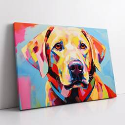 Colorful Labrador Dog Pet Abstract Modern Oil Painting Wall Art Framed Canvas Poster Print Home Kitchen Living Room Decor Gift Idea - thumbnail 2