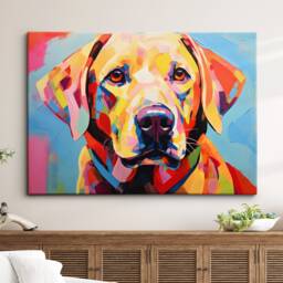 Colorful Labrador Dog Pet Abstract Modern Oil Painting Wall Art Framed Canvas Poster Print Home Kitchen Living Room Decor Gift Idea - thumbnail 1