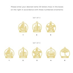 Hong Kong Love Set - Personalized Xmas Ornament Set - Bauble Christmas Tree Decor Wood & Mirror Ornament Gift - thumbnail 3