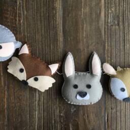 Pastel Wool Felt Woodland Animal Garland, Nursery Decor - thumbnail 3