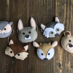 Pastel Wool Felt Woodland Animal Garland, Nursery Decor - thumbnail 2