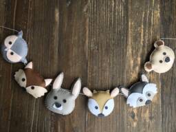 Pastel Wool Felt Woodland Animal Garland, Nursery Decor - thumbnail 1