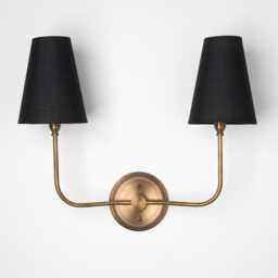Double Arm Wall Sconce - Febric Shade Lamp Brass Modern Farmhouse Light Country Lighting