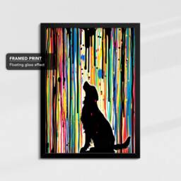 Golden Retriever Art in Colourful Rain Dog Painting Framed Poster Print & Canvas Wall Decor Home Bedroom Banksy Gift - thumbnail 2