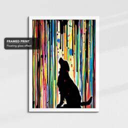 Golden Retriever Art in Colourful Rain Dog Painting Framed Poster Print & Canvas Wall Decor Home Bedroom Banksy Gift - thumbnail 3