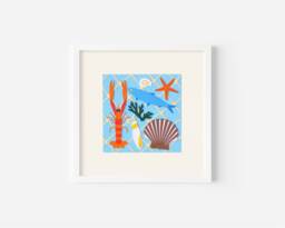 Original Paperwork, Single Card, Birthday Greeting Announcement, Thank You Collage With Shells - thumbnail 1
