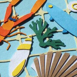 Original Paperwork, Single Card, Birthday Greeting Announcement, Thank You Collage With Shells - thumbnail 2