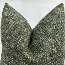 Green & Brown Basketweave Woven Pillow Cover, Natural Linen Textured, Fall Decor, Throw - thumbnail 4