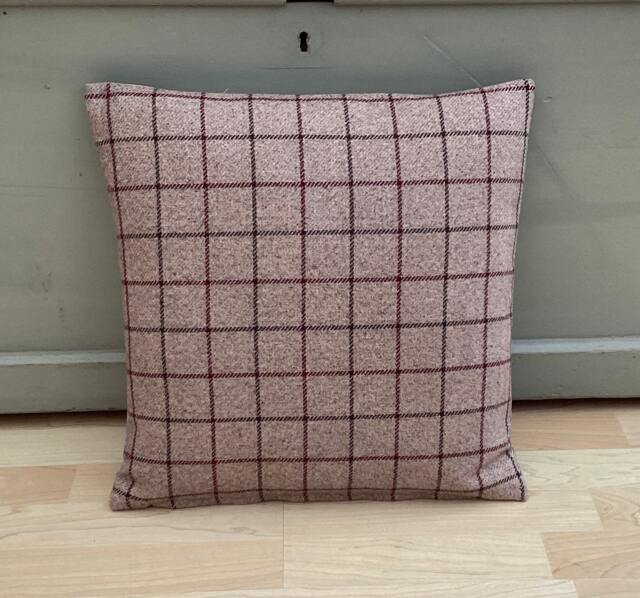 Bamburgh Extra Large Tartan Plaid Throw Pillow Cover Mulberry Beige, 24 - image 1