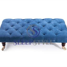 Bleu Various Sizes Chesterfield Upholstered Footstool - Coffee Table Available in Colors & Fabrics - thumbnail 3