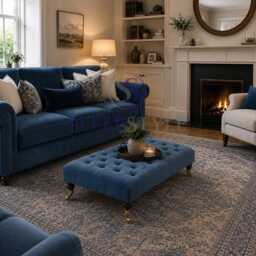 Bleu Various Sizes Chesterfield Upholstered Footstool - Coffee Table Available in Colors & Fabrics