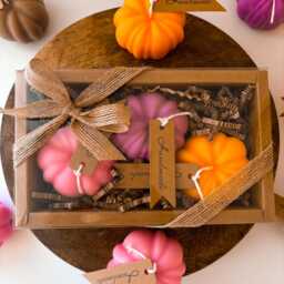 Set Of Pumpkin Shape Candles Packed in Craft Box - thumbnail 3