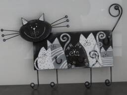 Children's Wardrobe Wood Coat Rack 3D Hooks Wall Hook Handpainted Cat - thumbnail 1