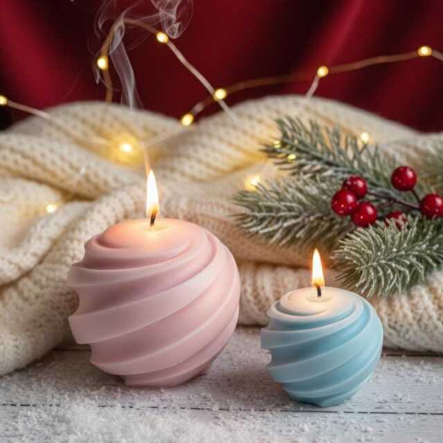Swirl Sphere Candle Gift For Mum - Handmade Soy Wax Decorative Home Decor Valentines Day - image 1