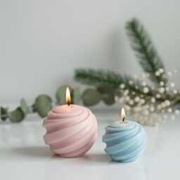 Swirl Sphere Candle Gift For Mum - Handmade Soy Wax Decorative Home Decor Valentines Day - thumbnail 2