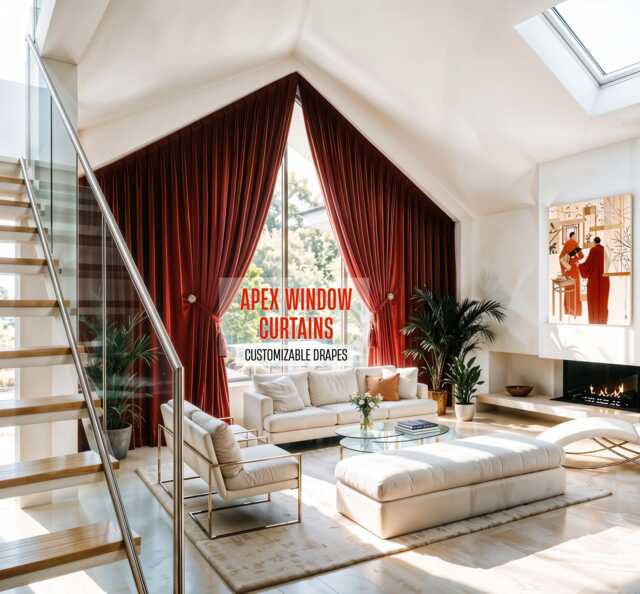 Apex Window Curtains, Angled Curtains, Curtains For Gable Windows, Custom Made Window Type 1 - image 1