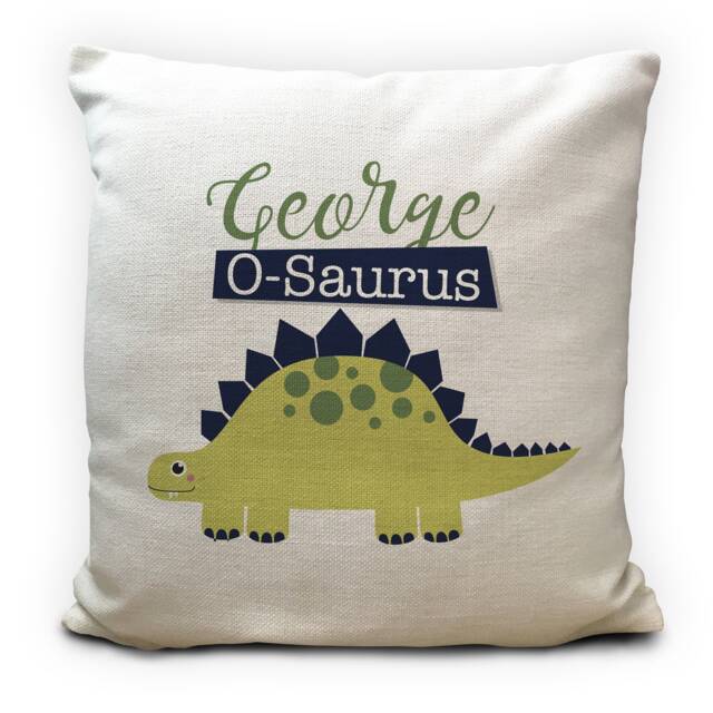 Dinosaur Gift Cushion Cover Personalised Childrens Kids Bedroom Playroom Decor - Home Decoration Stegosaurus 40cm 16 Inch - image 1