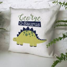 Dinosaur Gift Cushion Cover Personalised Childrens Kids Bedroom Playroom Decor - Home Decoration Stegosaurus 40cm 16 Inch - thumbnail 2